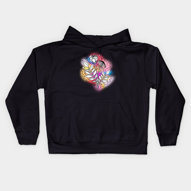 Rainbow Haze Flower Bouquet Kids Hoodie by Mayfully